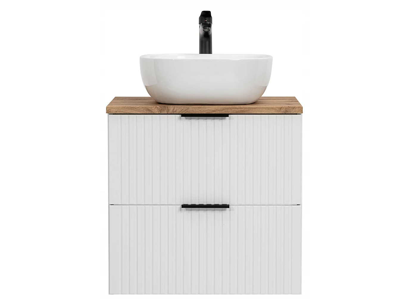 Set di mobili 60 cm Adel White con piano per lavabo e lavabo da appoggio Smile