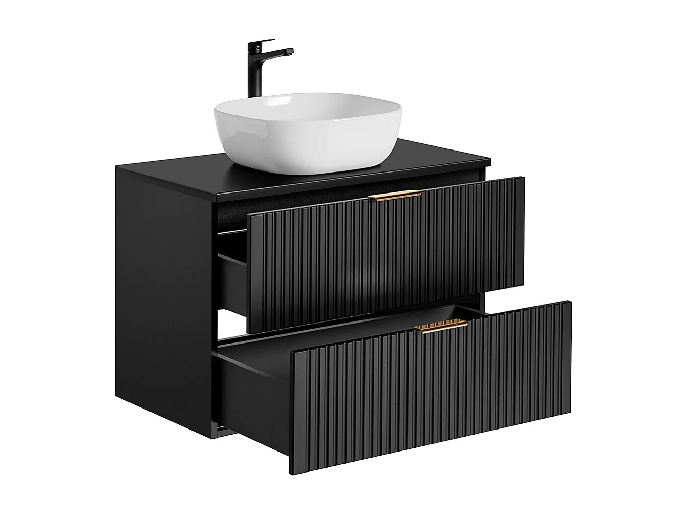 Meuble simple vasque 80cm Adriel Noir