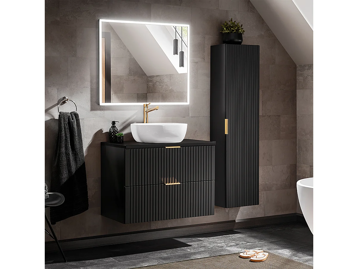 Meuble simple vasque 80cm Adriel Noir