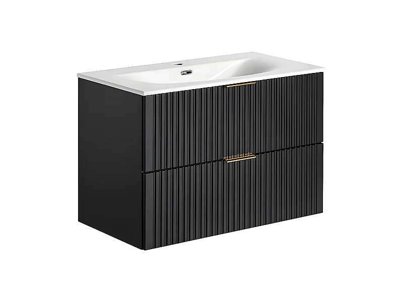 Meuble simple vasque encastrée 80cm Adriel Noir