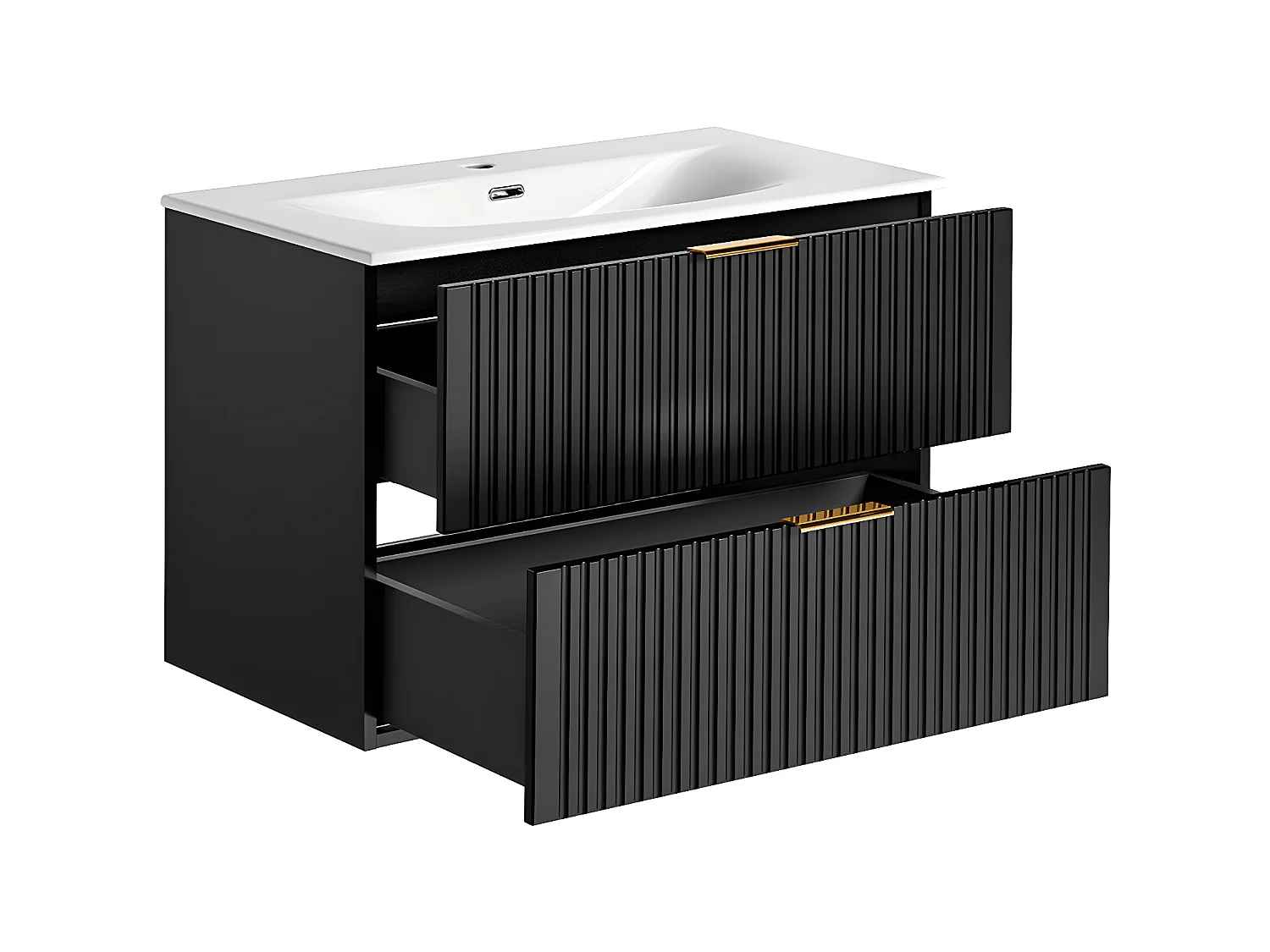 Mueble lavabo individual encastrado 80cm Adriel Negro