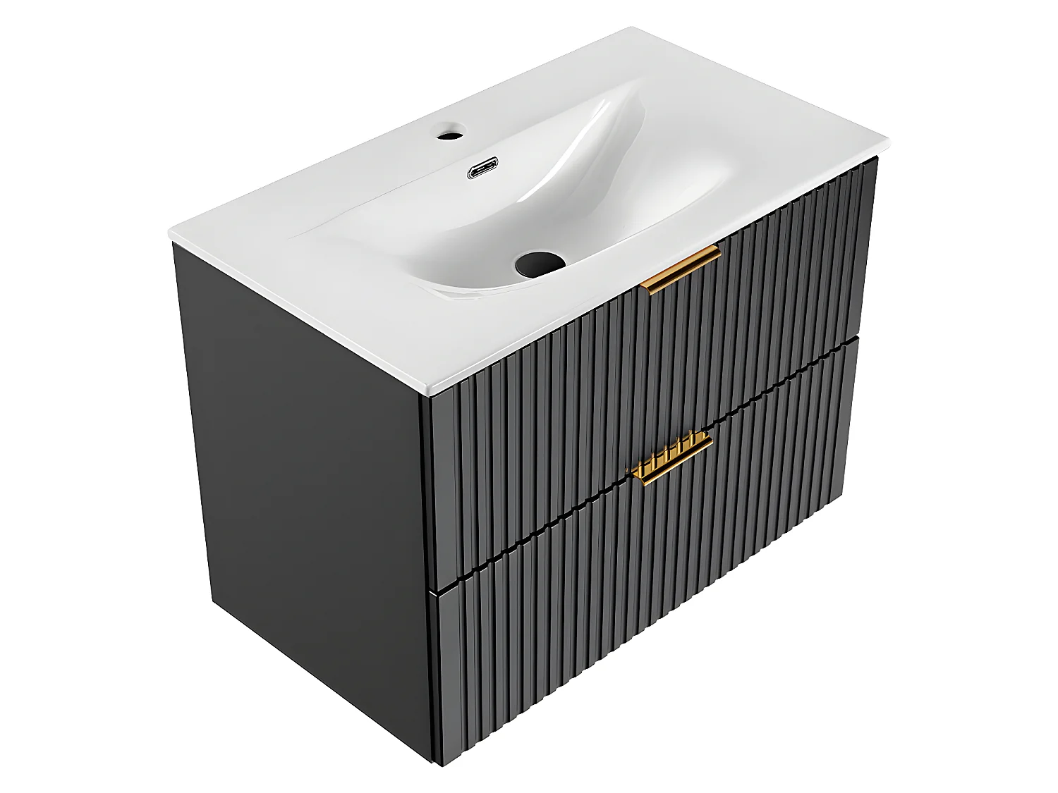 Mueble lavabo individual encastrado 80cm Adriel Negro