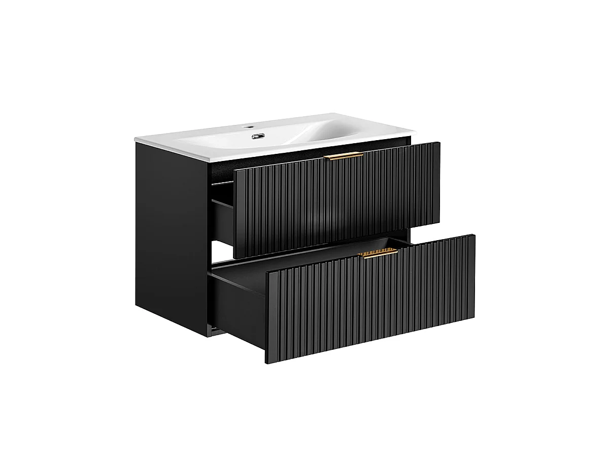 Meuble simple vasque encastrée 80cm Adriel Noir