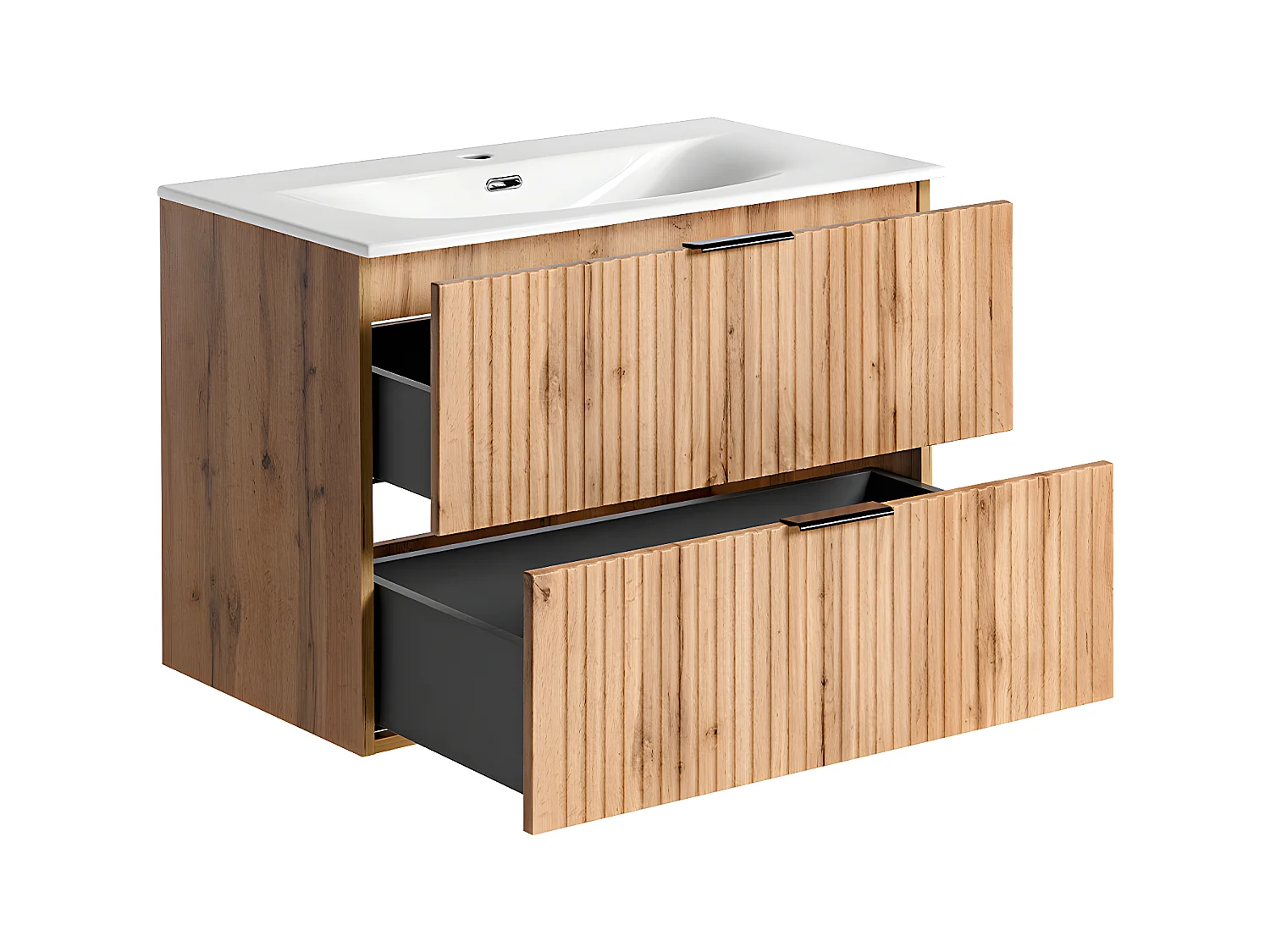 Meuble simple vasque encastrée 80cm Adriel Bois