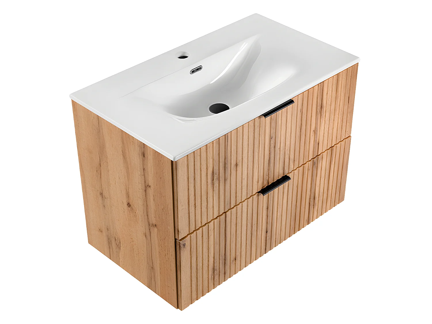 Meuble simple vasque encastrée 80cm Adriel Bois