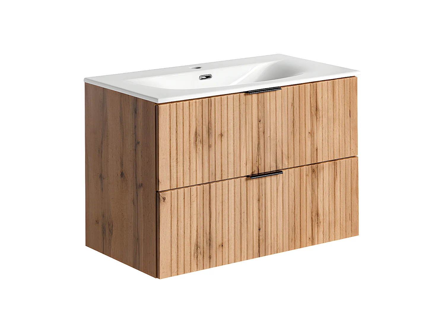 Meuble simple vasque encastrée 80cm Adriel Bois