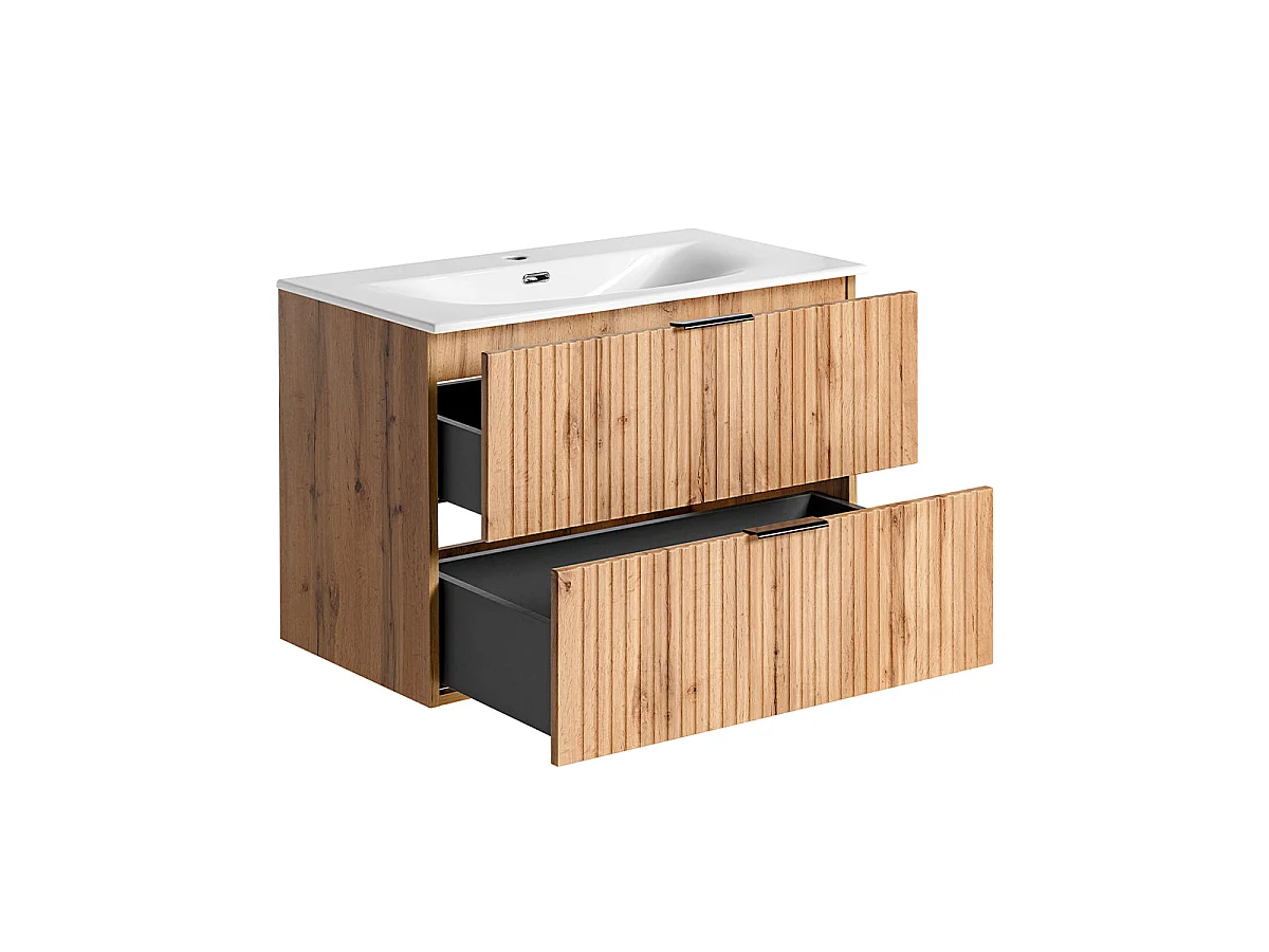 Meuble simple vasque encastrée 80cm Adriel Bois