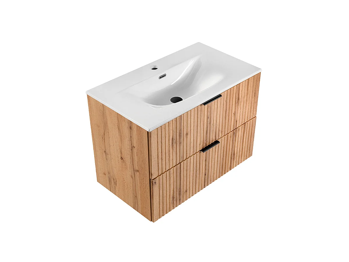 Meuble simple vasque encastrée 80cm Adriel Bois