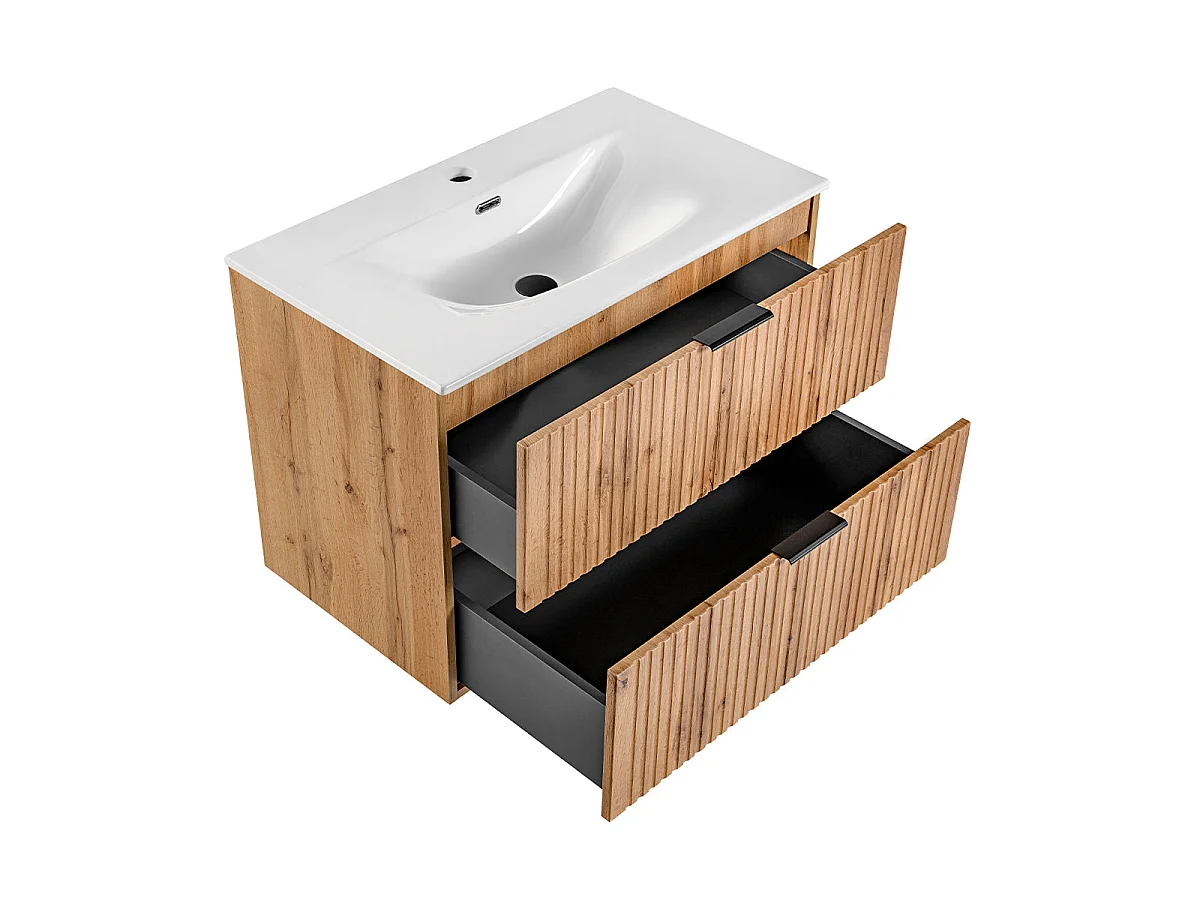 Meuble simple vasque encastrée 80cm Adriel Bois