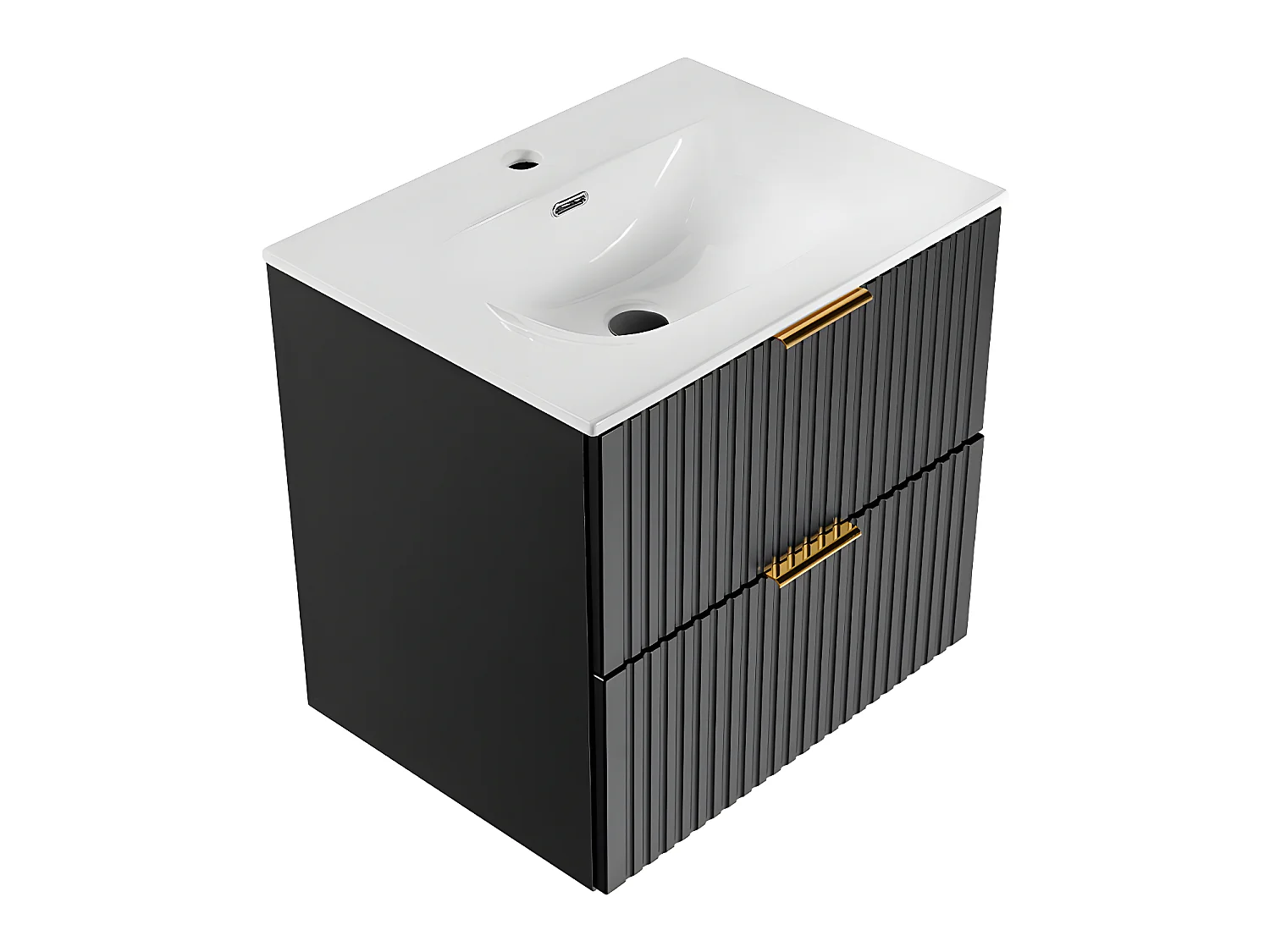 Meuble simple vasque encastrée 60cm Adriel Noir