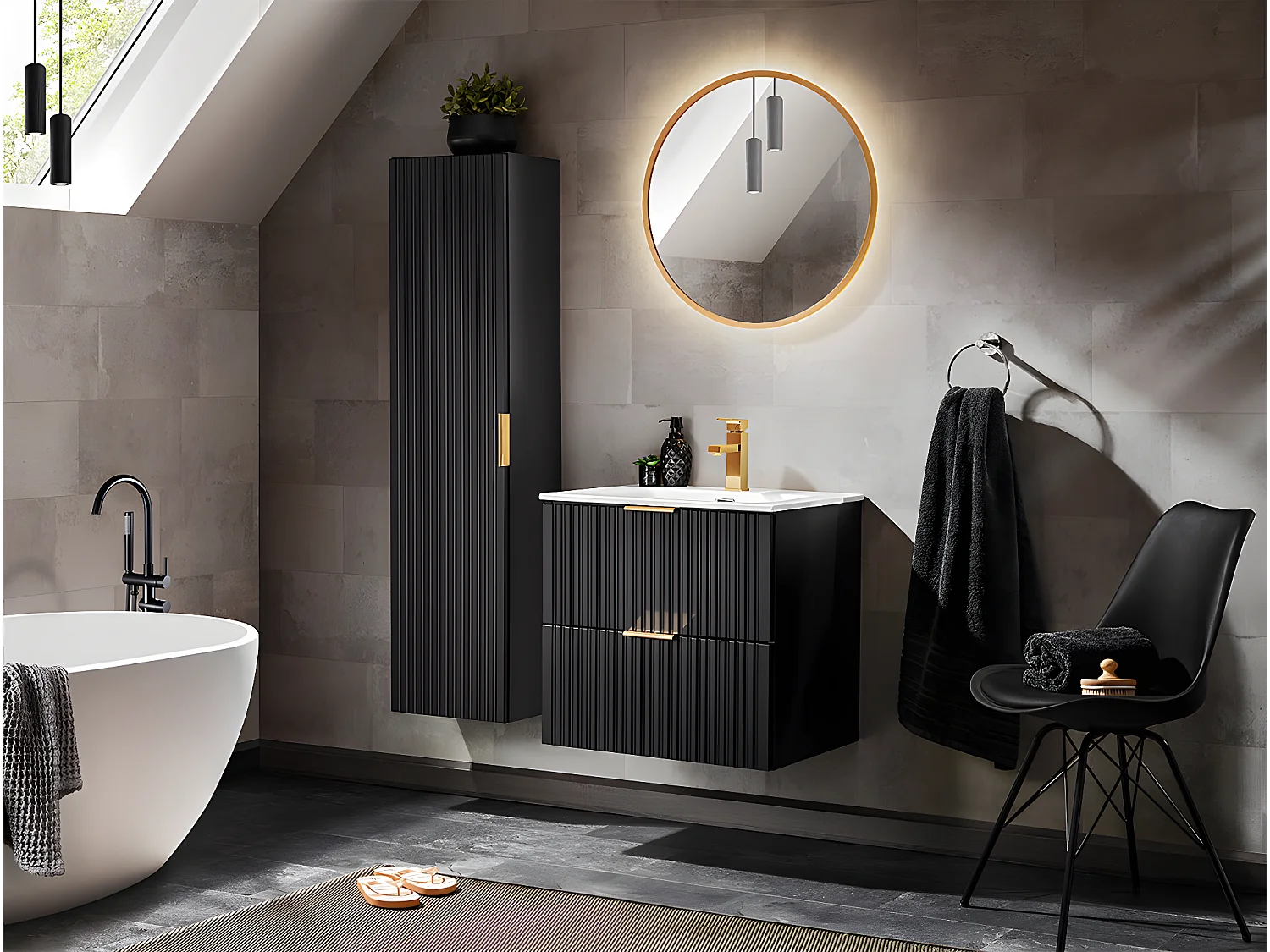 Mueble lavabo individual 60cm Adriel Negro