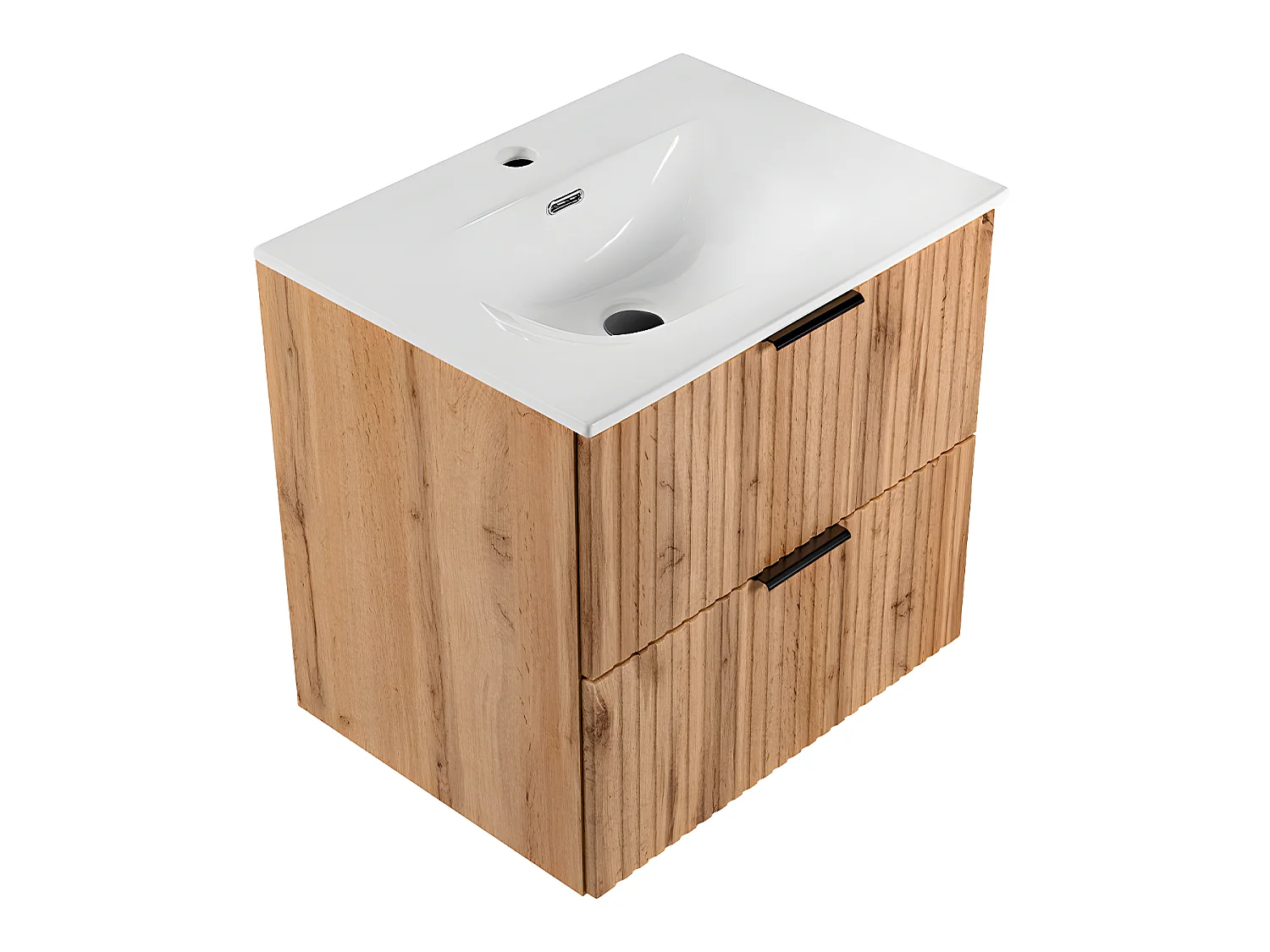 Meuble simple vasque encastrée 60cm Adriel Bois