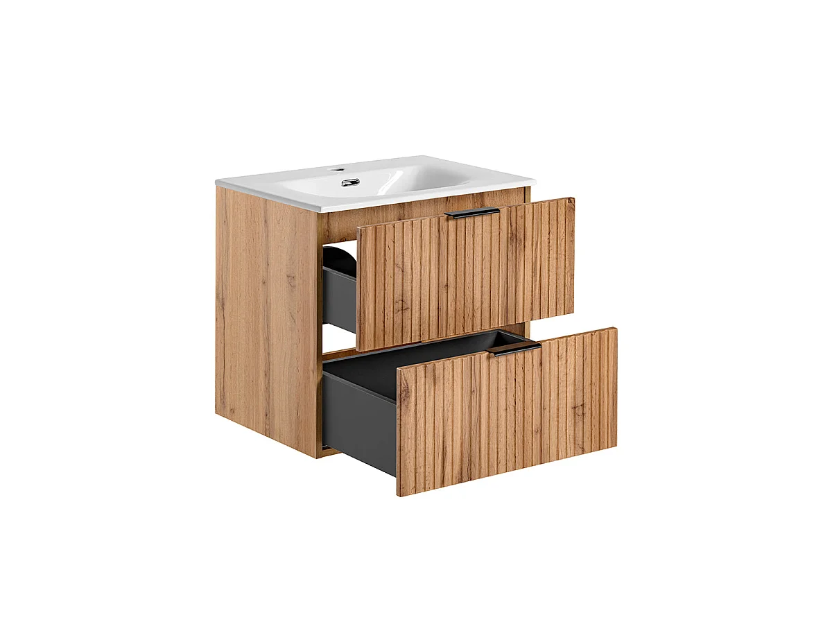 Meuble simple vasque encastrée 60cm Adriel Bois
