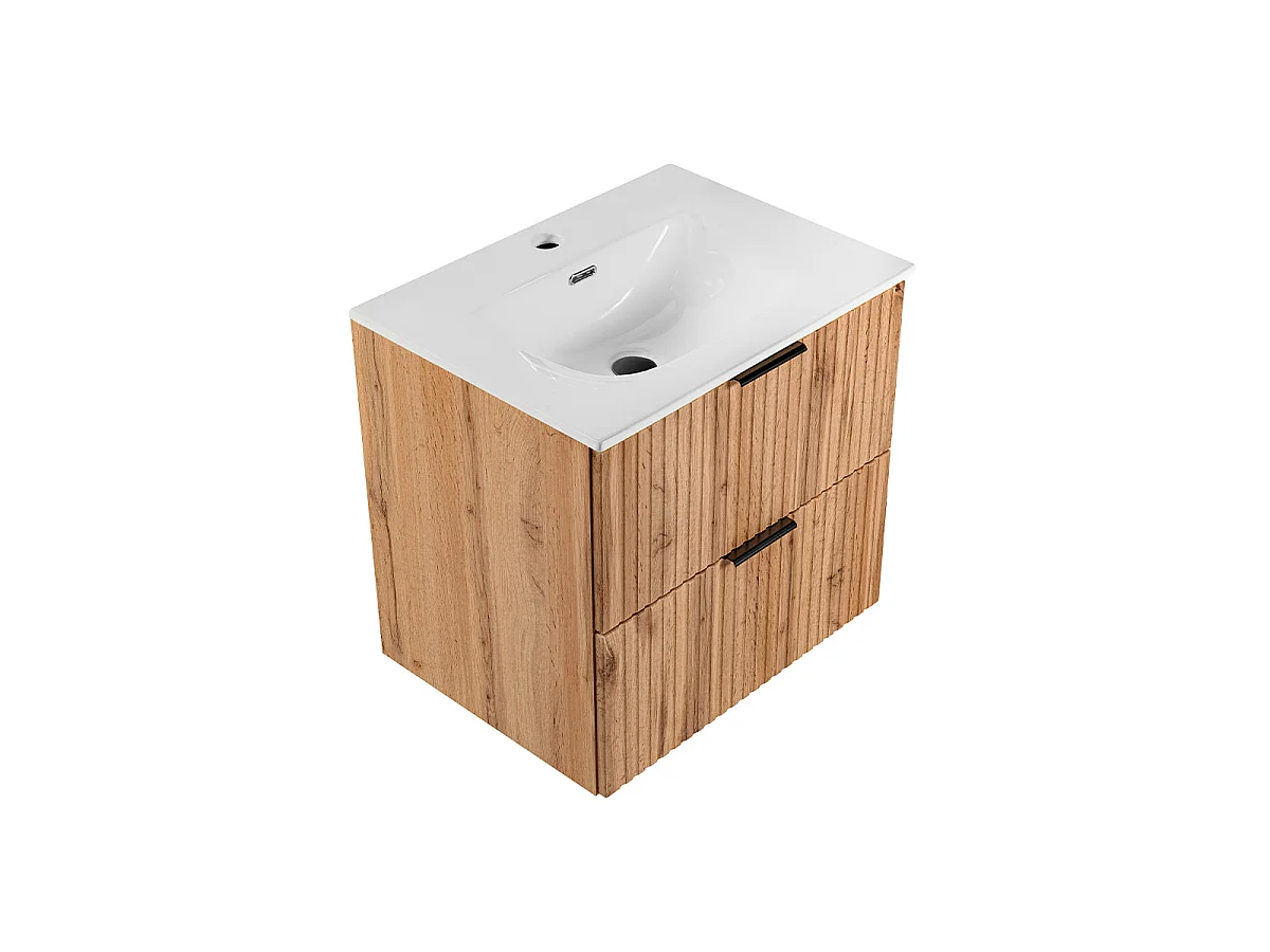 Meuble simple vasque encastrée 60cm Adriel Bois
