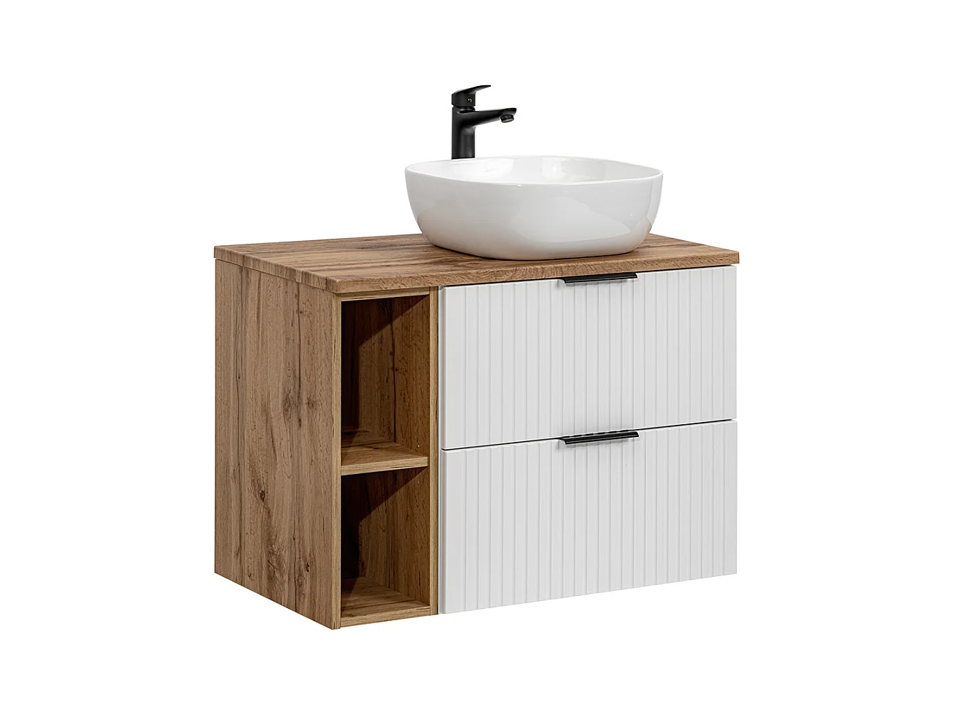 Meuble simple vasque 80cm 2 niches Adriel Blanc