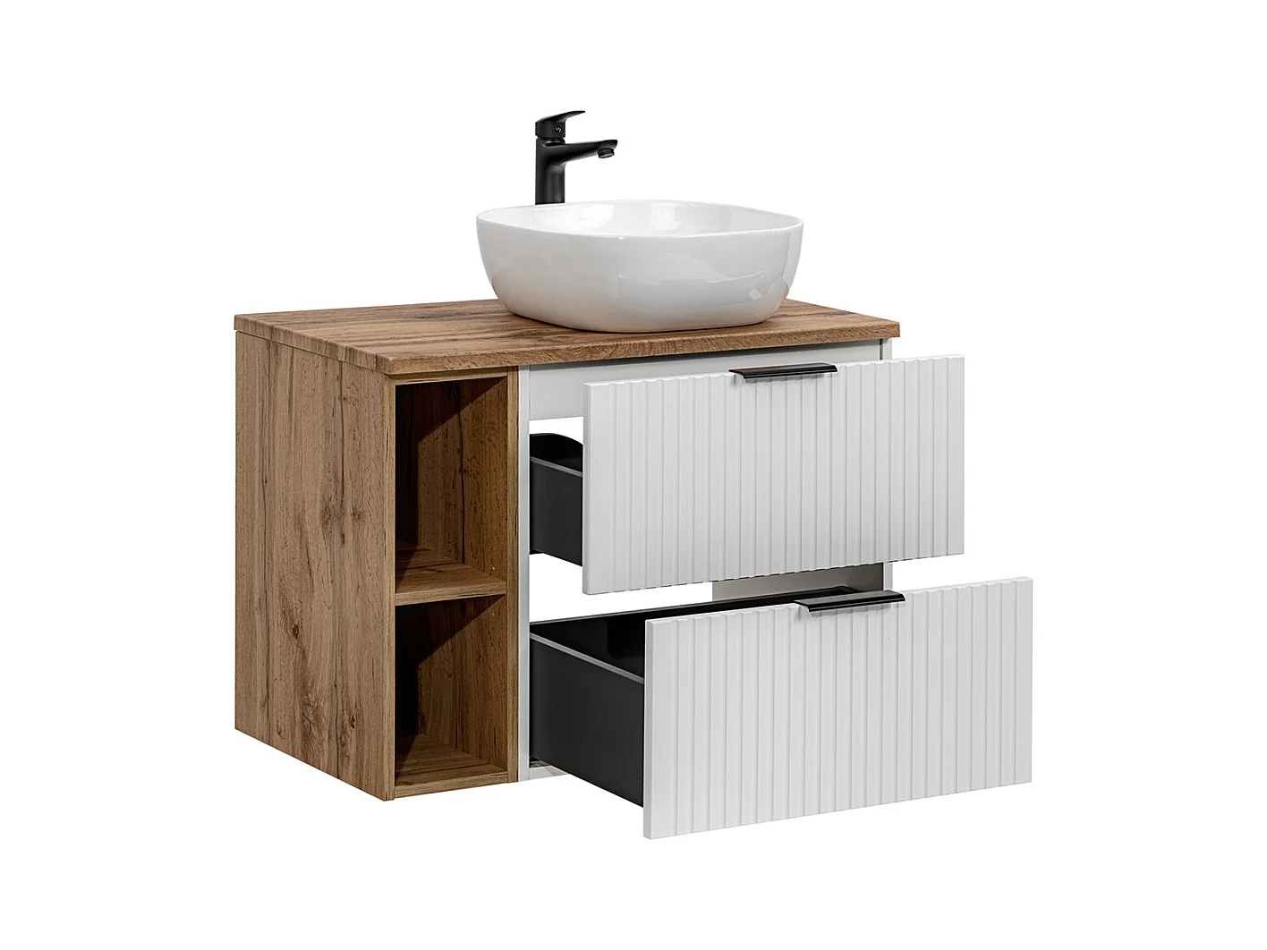 Meuble simple vasque 80cm 2 niches Adriel Blanc