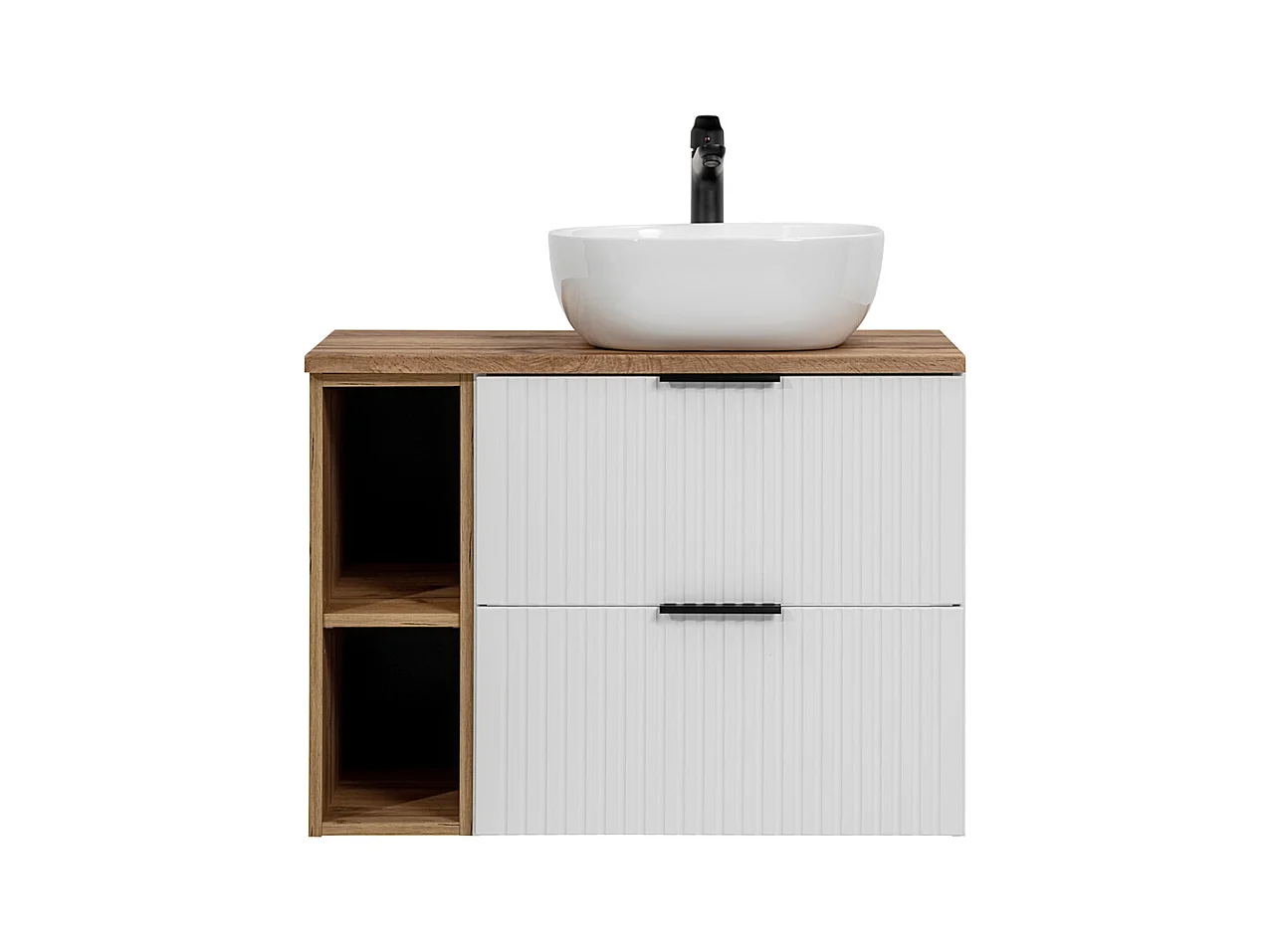 Meuble simple vasque 80cm 2 niches Adriel Blanc