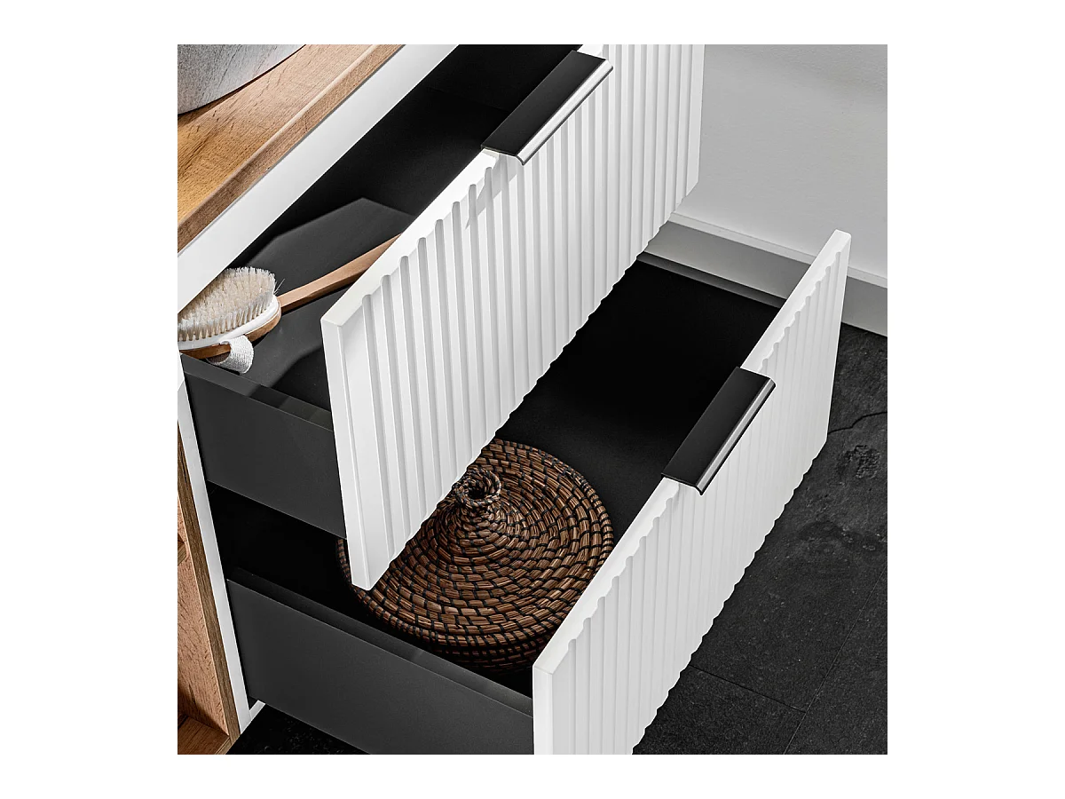 Meuble simple vasque 80cm 2 niches Adriel Blanc