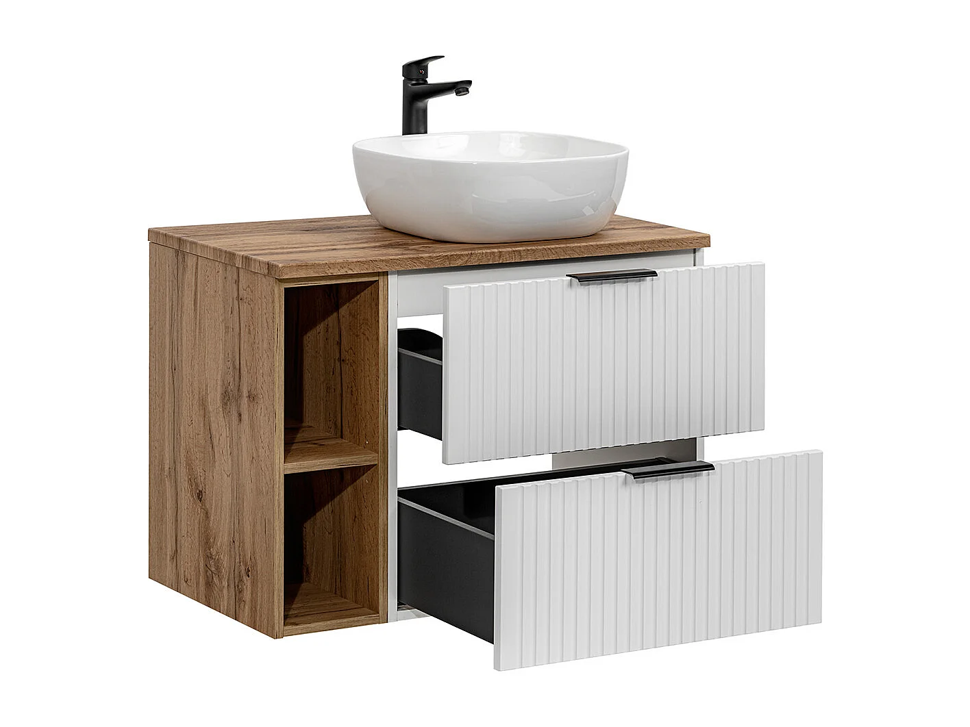 Meuble simple vasque 80cm 2 niches Adriel Blanc