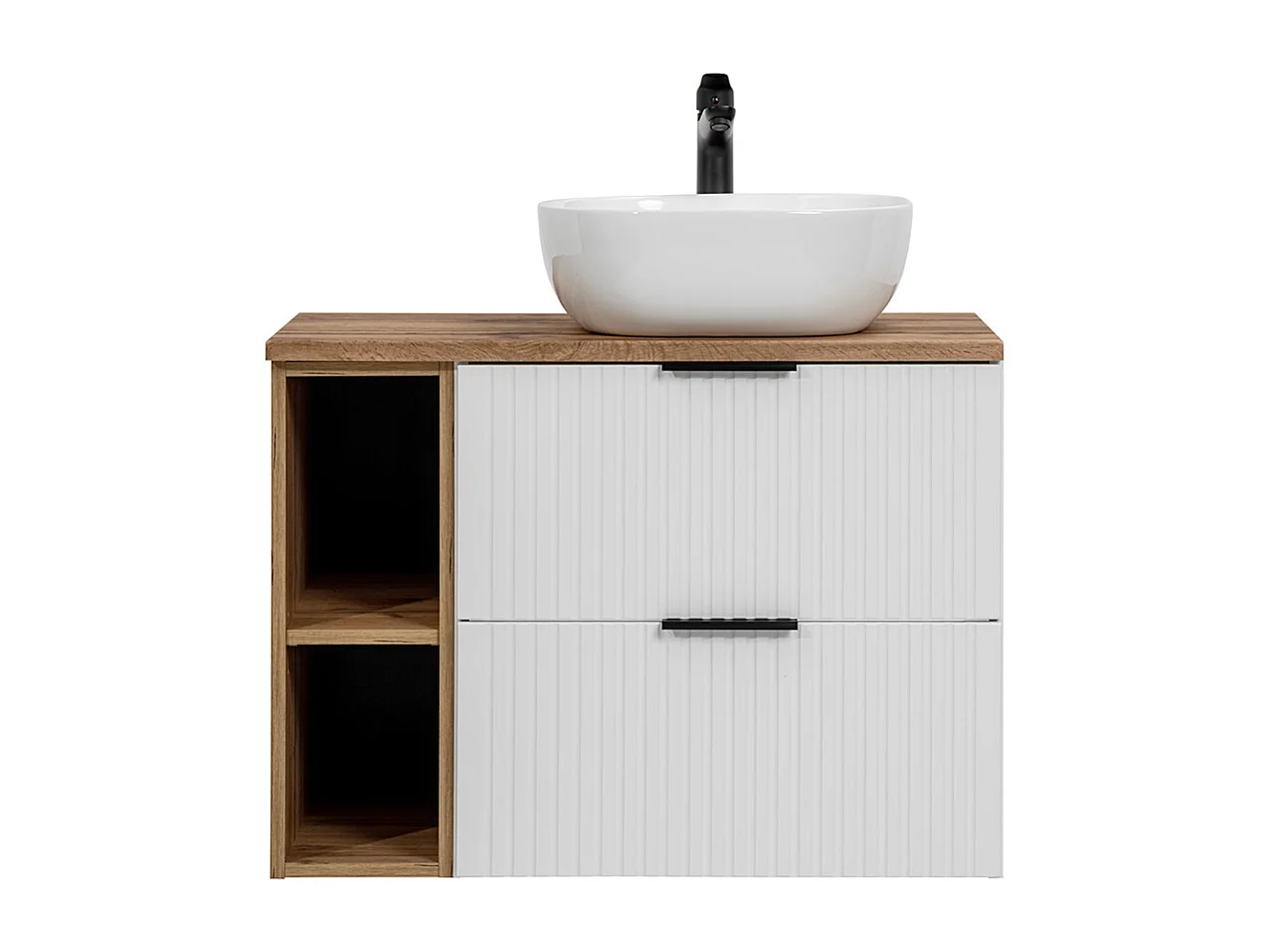 Meuble simple vasque 80cm 2 niches Adriel Blanc