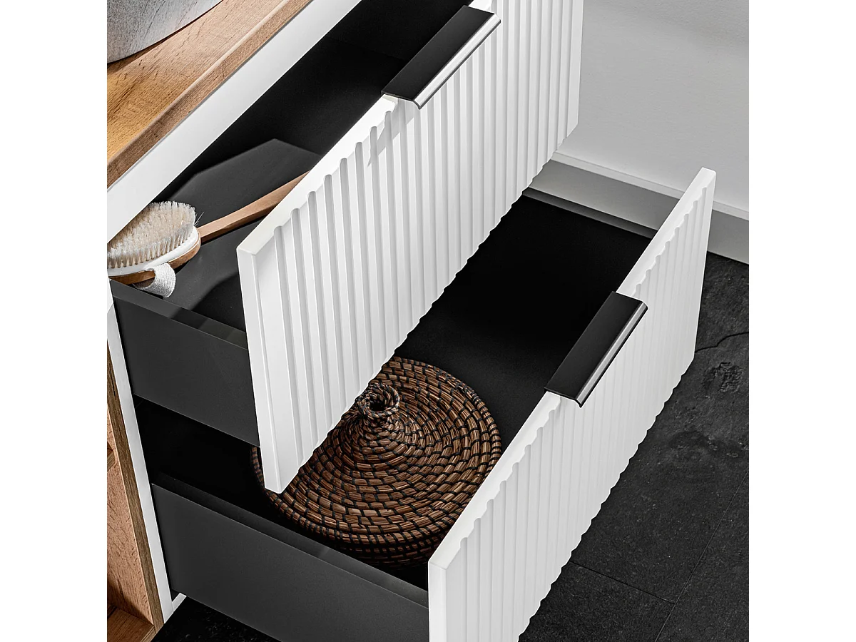 Meuble simple vasque 80cm 2 niches Adriel Blanc