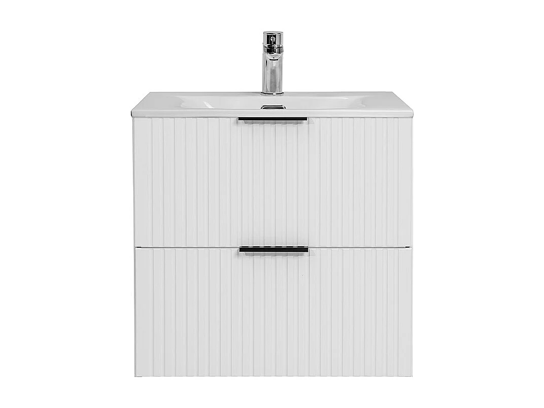 Meuble simple vasque encastrée 60cm Adriel Blanc