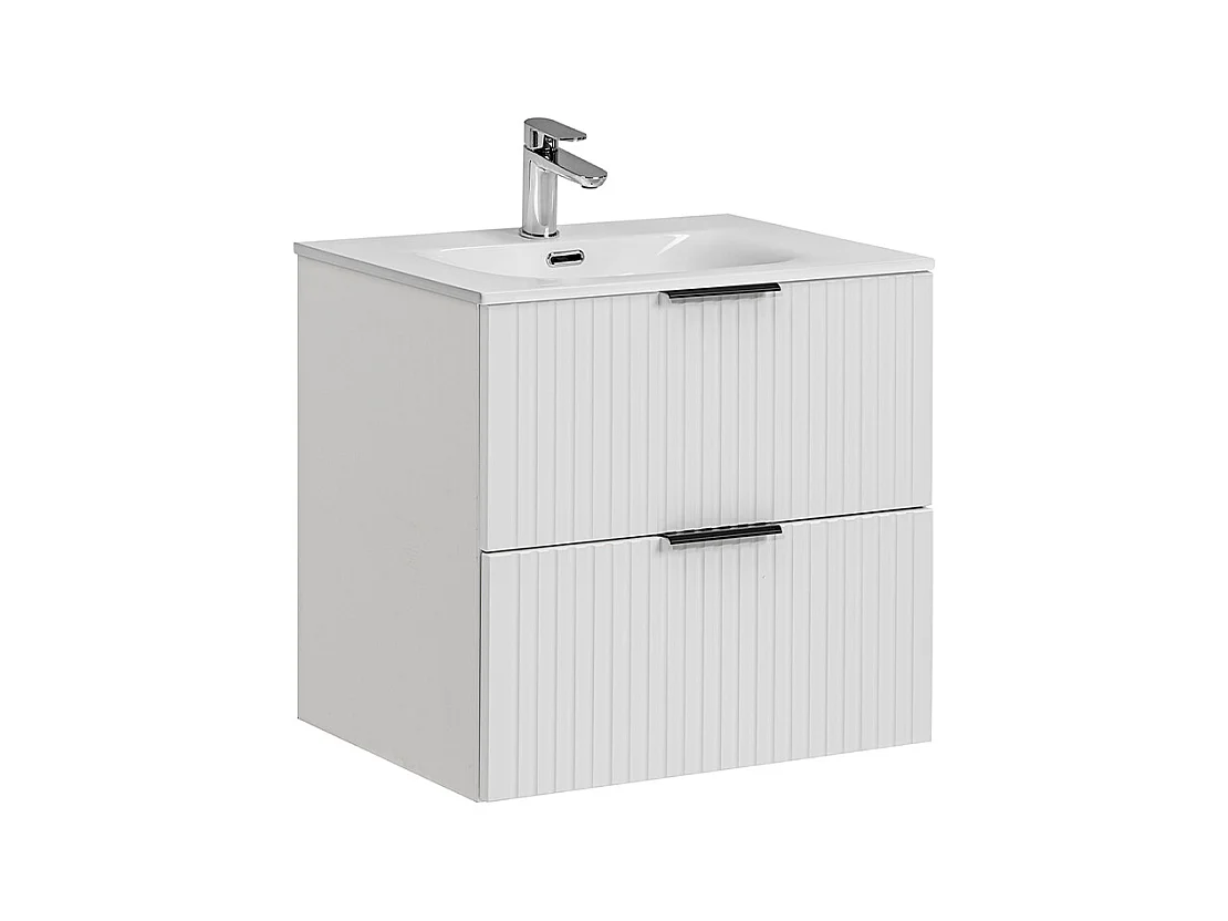 Meuble simple vasque encastrée 60cm Adriel Blanc