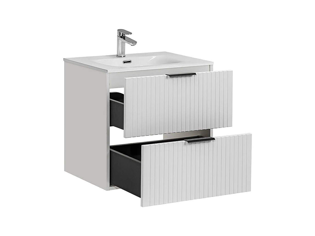 Meuble simple vasque encastrée 60cm Adriel Blanc