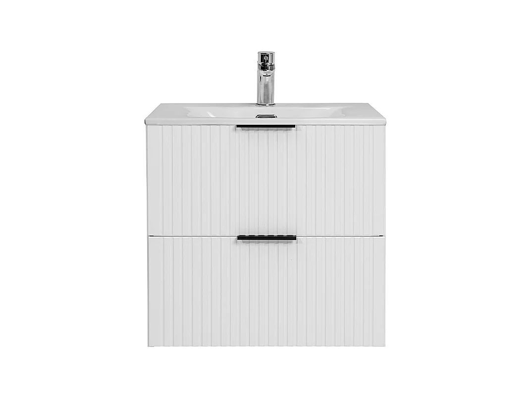 Meuble simple vasque encastrée 60cm Adriel Blanc