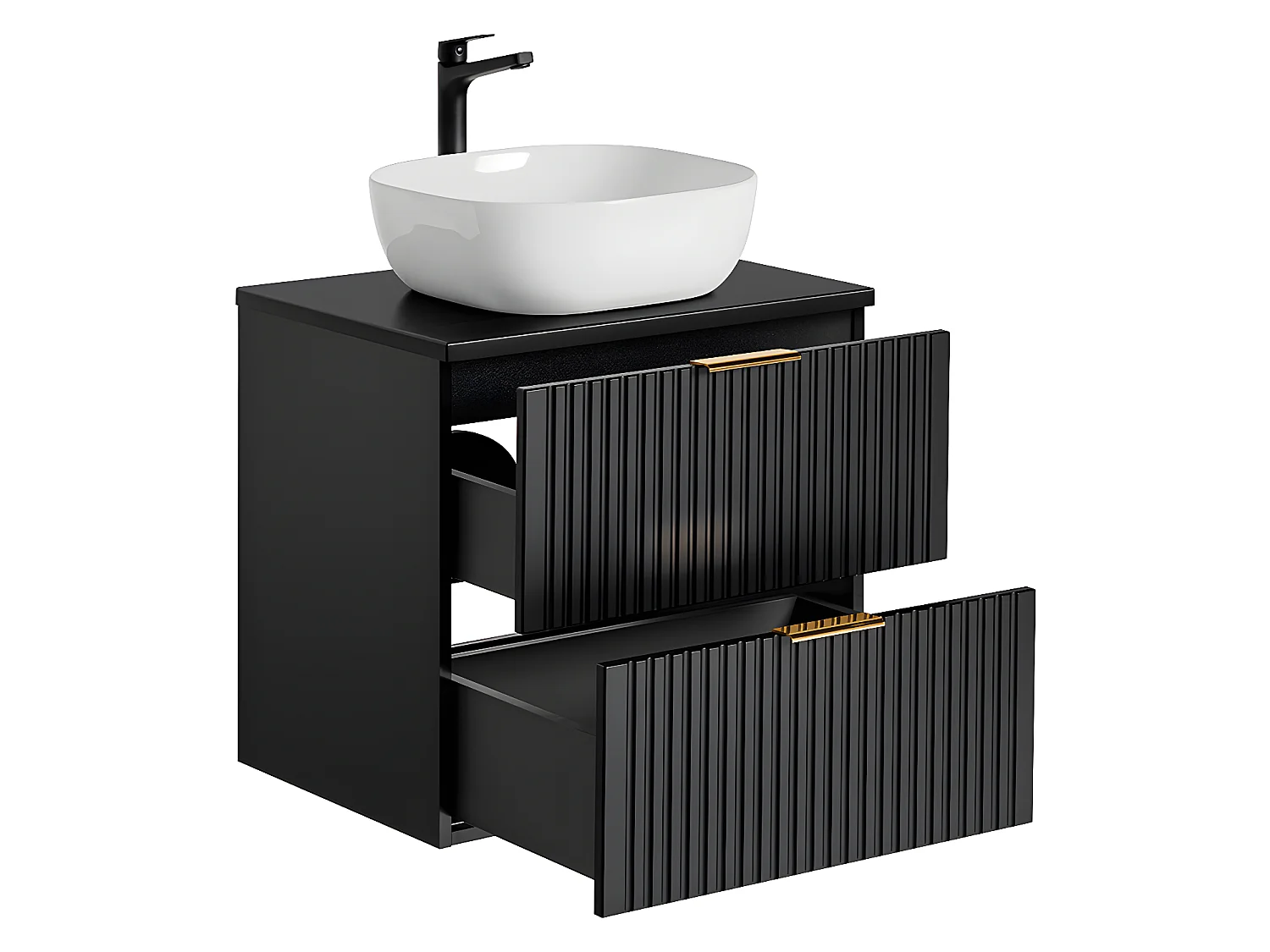 Meuble simple vasque 60cm Adriel Noir