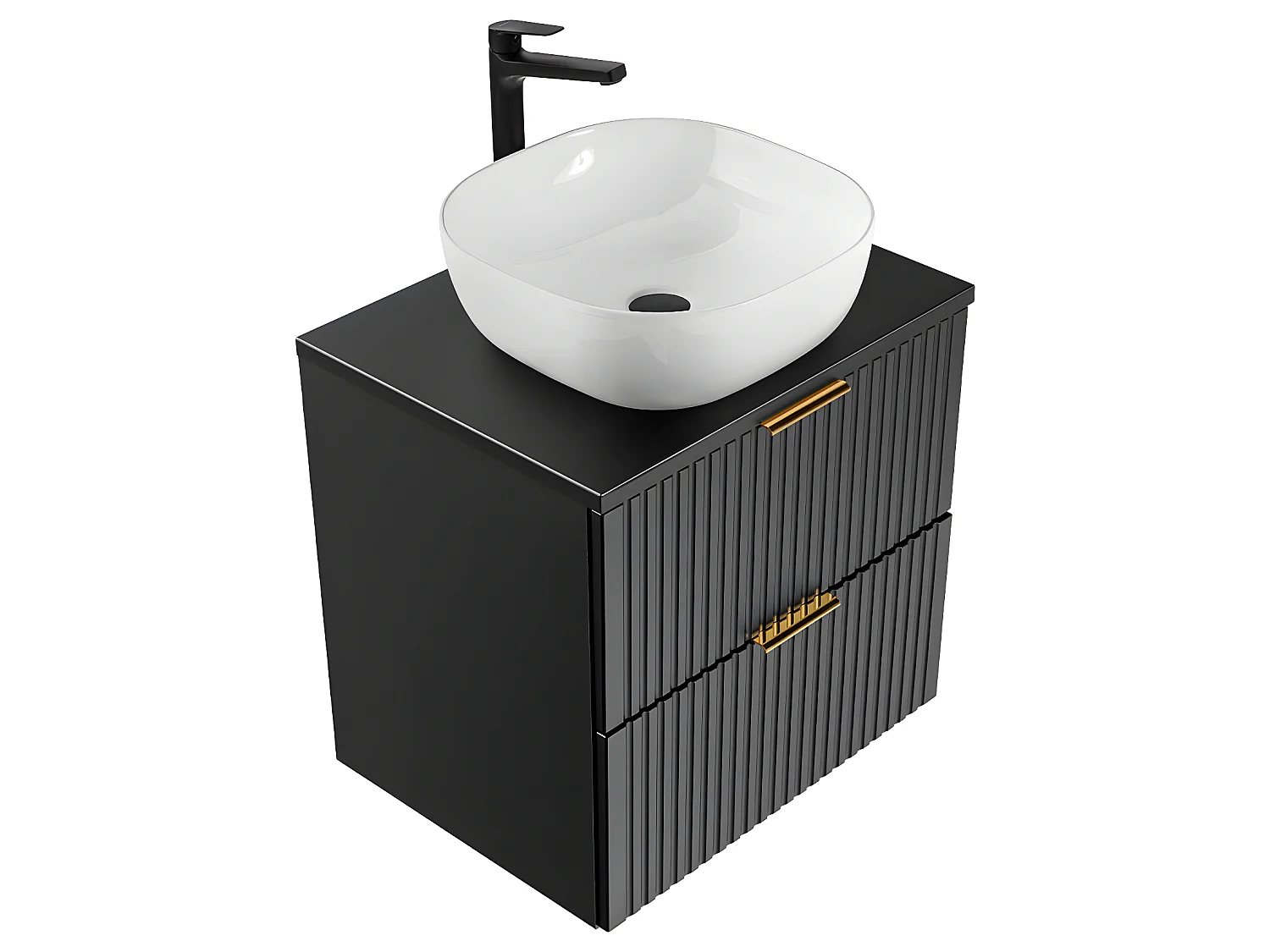 Meuble simple vasque 60cm Adriel Noir