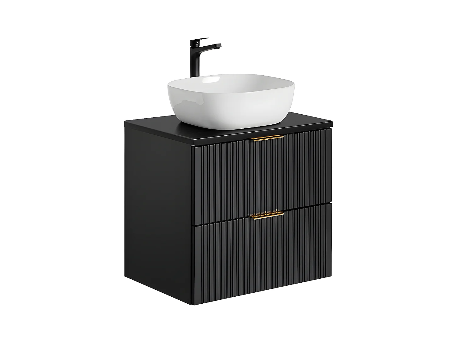 Meuble simple vasque 60cm Adriel Noir