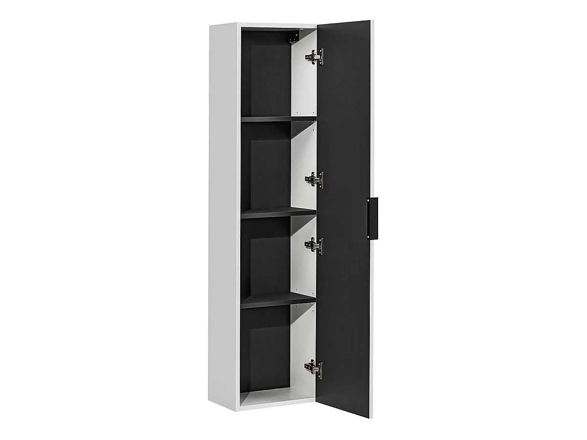 Ensemble meuble double vasque 140cm 2 niches et colonne Adriel Blanc et effet Pierre