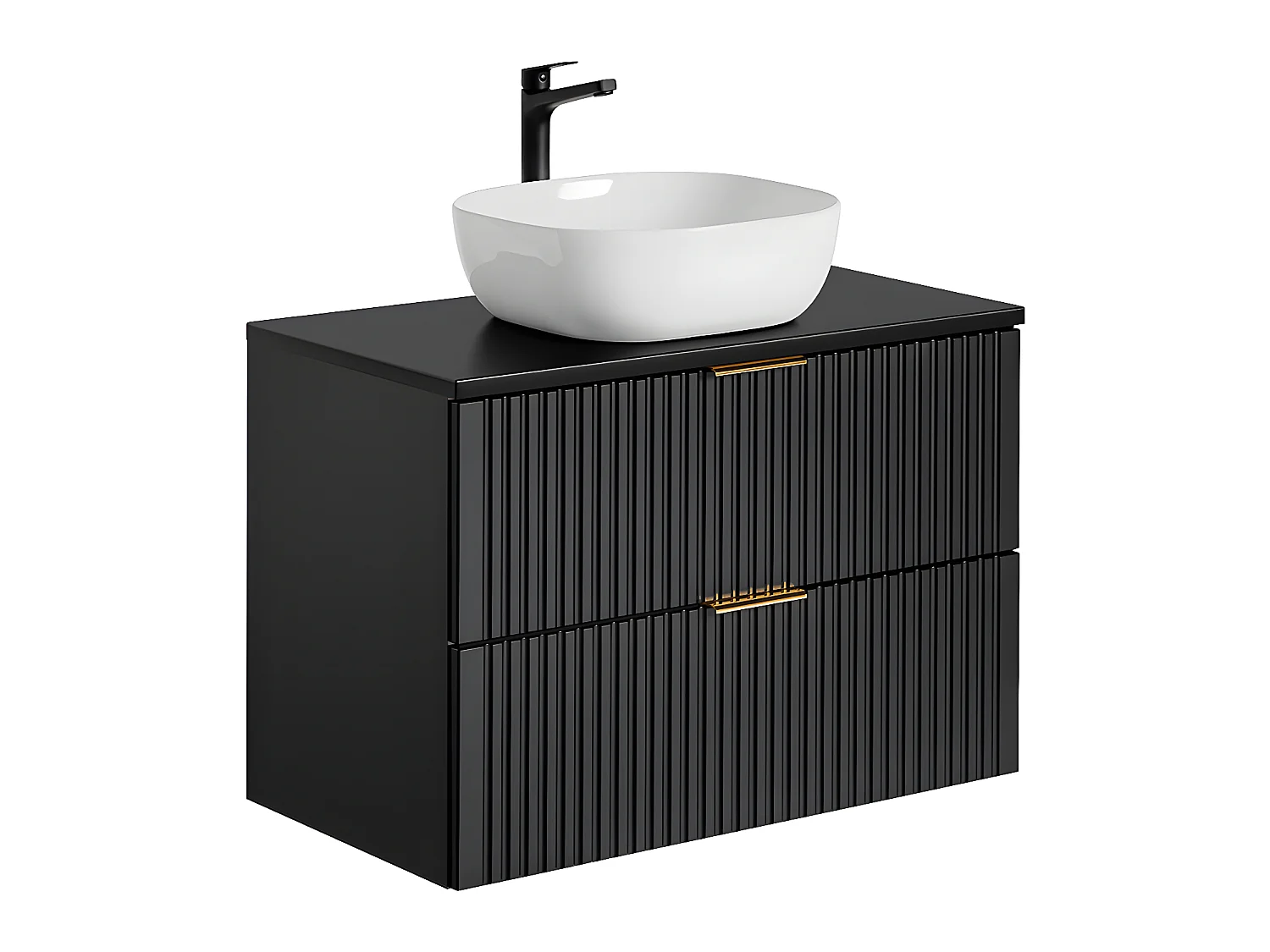 Conjunto mueble lavabo individual 80cm y columna Adriel Negro