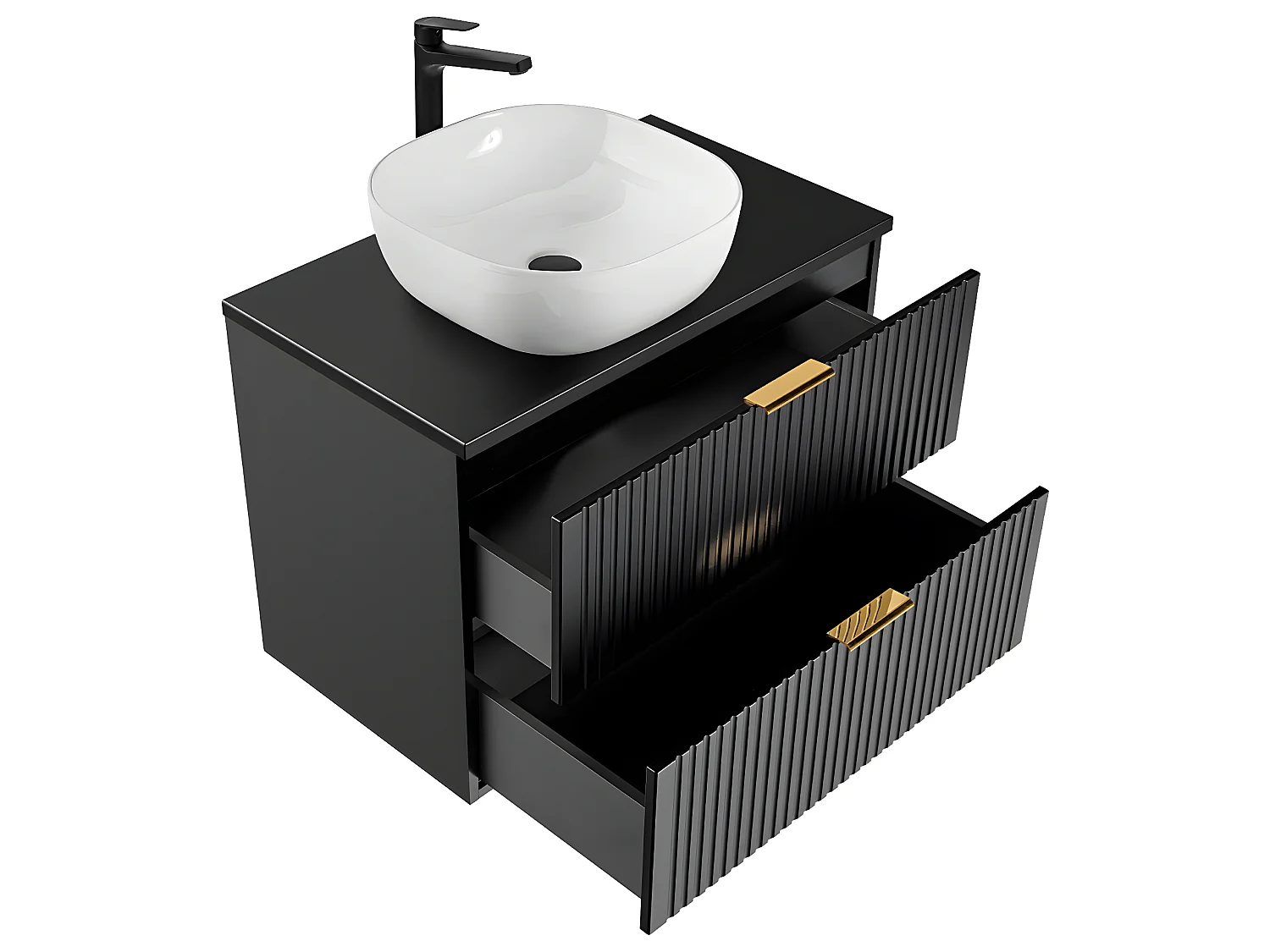 Conjunto mueble lavabo individual 80cm y columna Adriel Negro