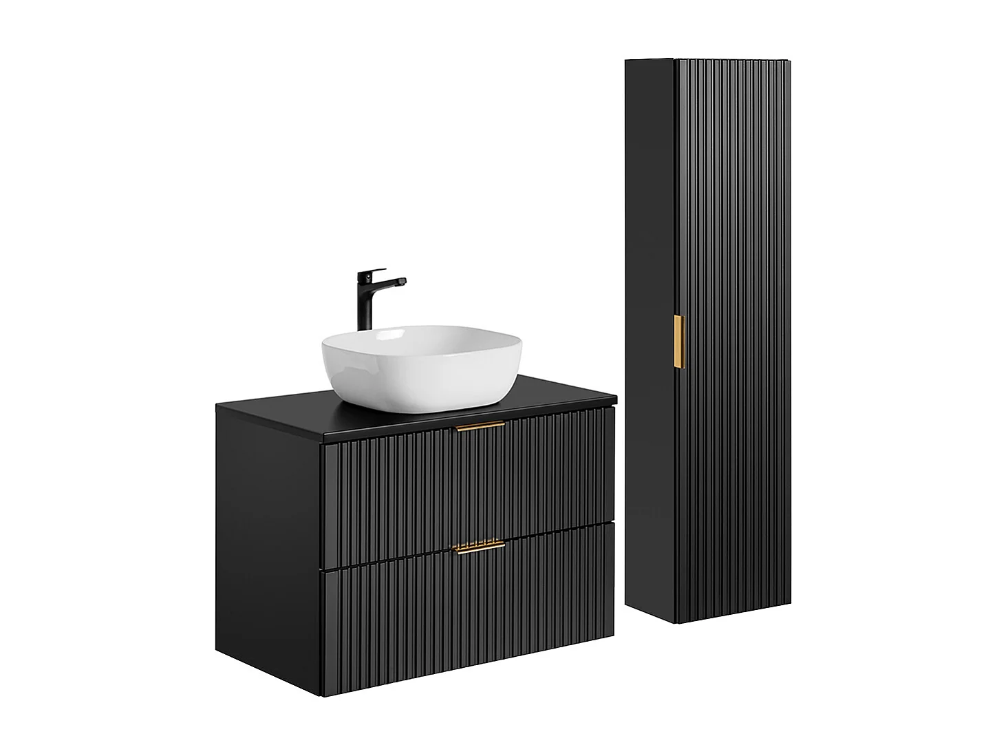 Set di mobili da bagno con lavabo Adriel nero opaco 80cm