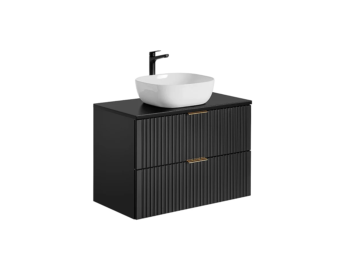 Ensemble meuble simple vasque 80cm et colonne Adriel Noir
