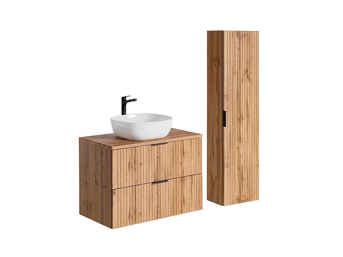 Ensemble meuble simple vasque 80cm et colonne Adriel Bois