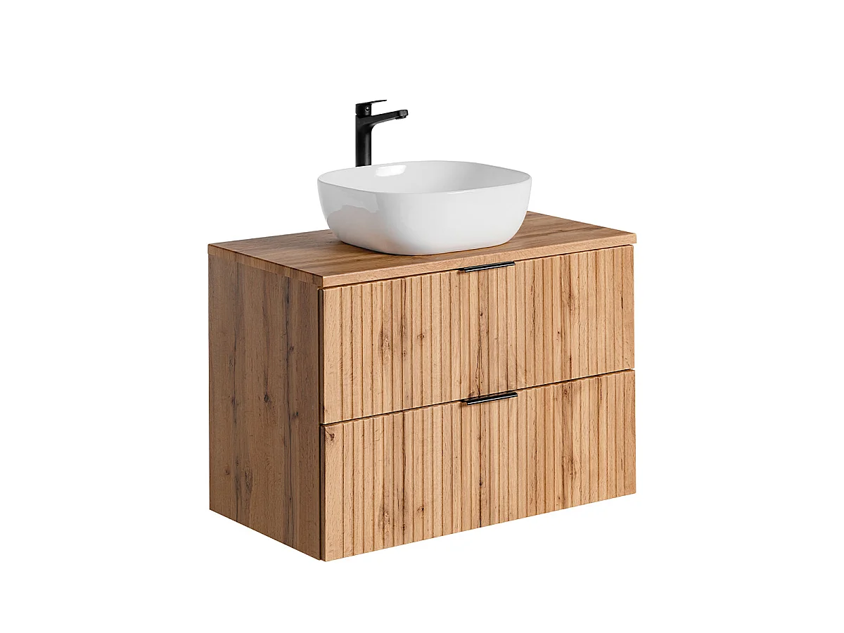 Ensemble meuble simple vasque 80cm et colonne Adriel Bois
