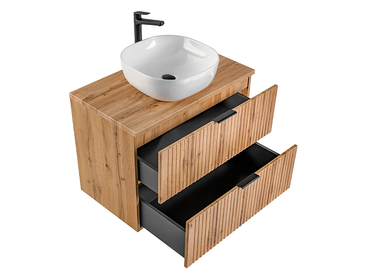 Ensemble meuble simple vasque 80cm et colonne Adriel Bois