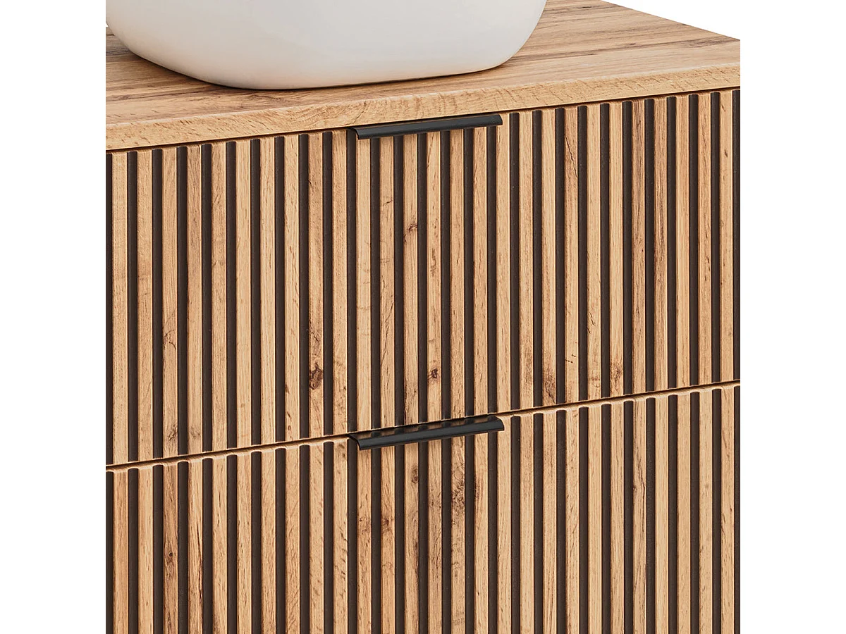 Ensemble meuble simple vasque 80cm et colonne Gaia Bois et Noir