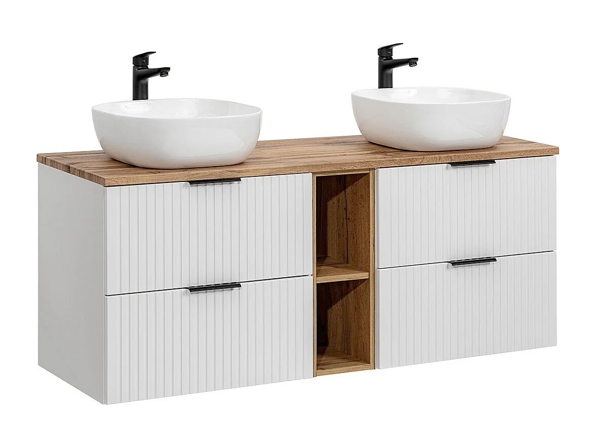 Tvättställsskåp 140cm 2 nischer och piedestal Adriel White