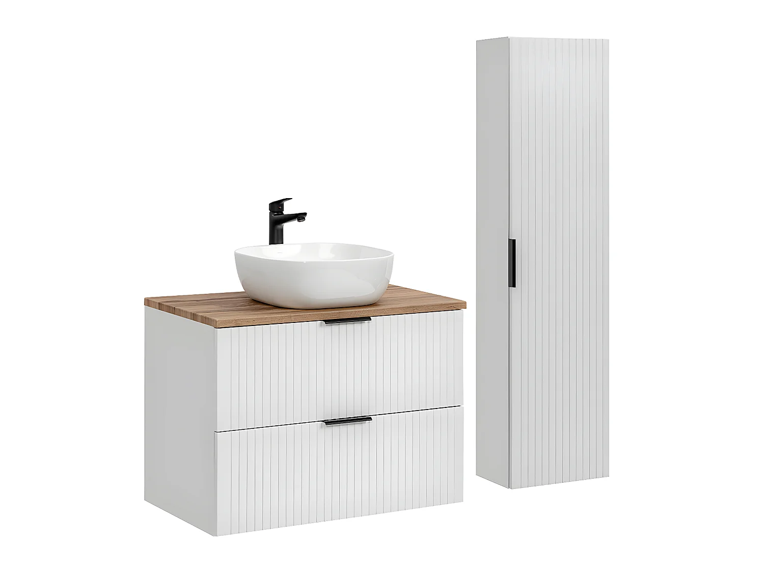 Set di mobili da bagno con lavabo Adriel bianco 80cm