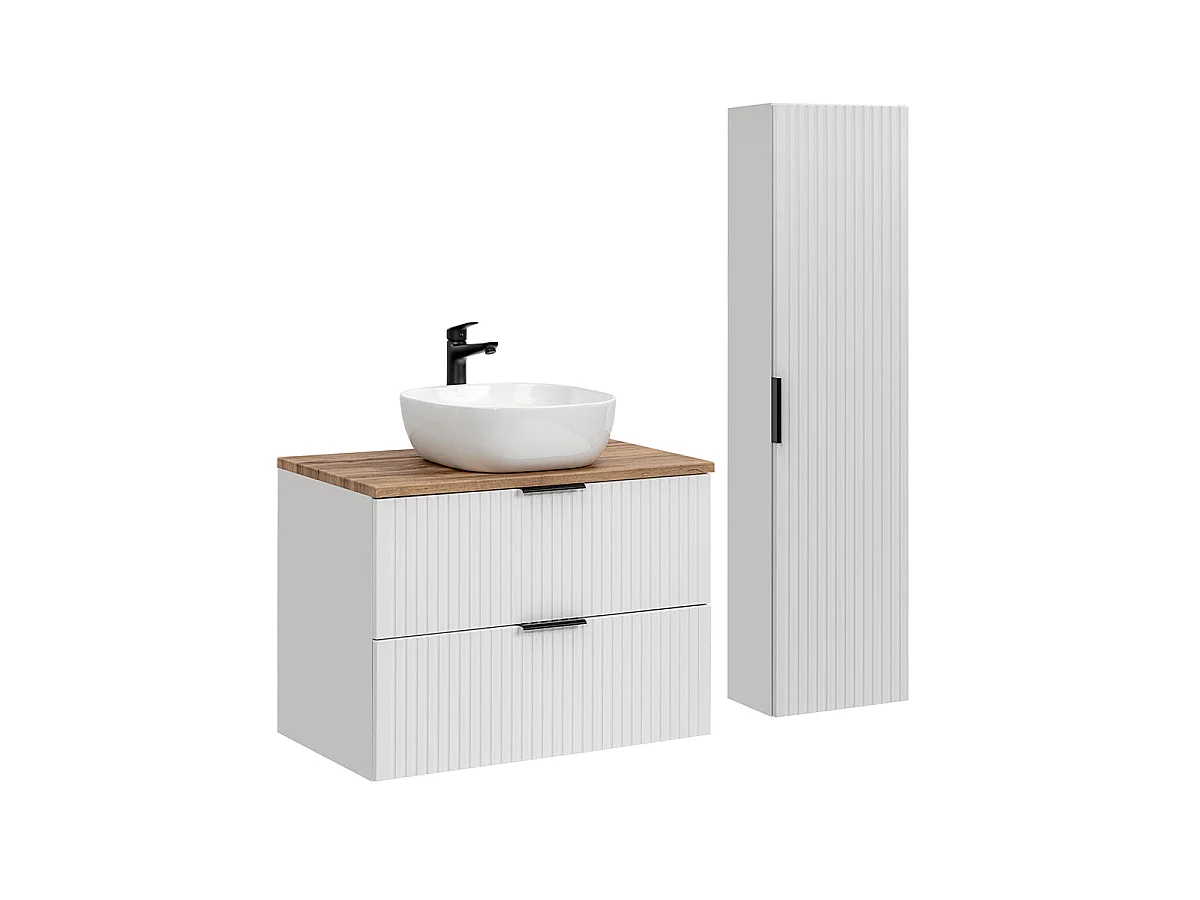 Ensemble meuble simple vasque 80cm et colonne Adriel Blanc