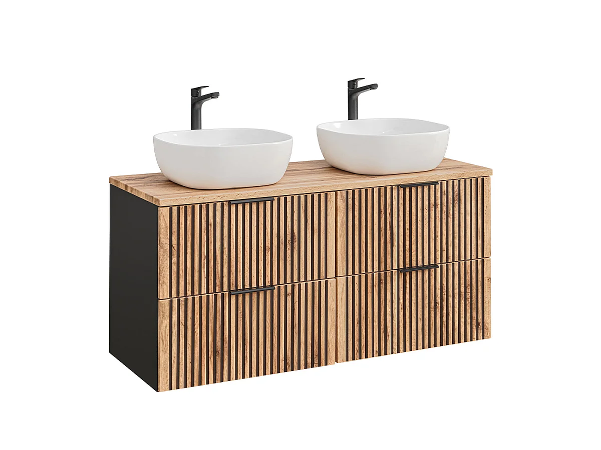 Ensemble meuble double vasque 120cm et colonne Gaia Bois