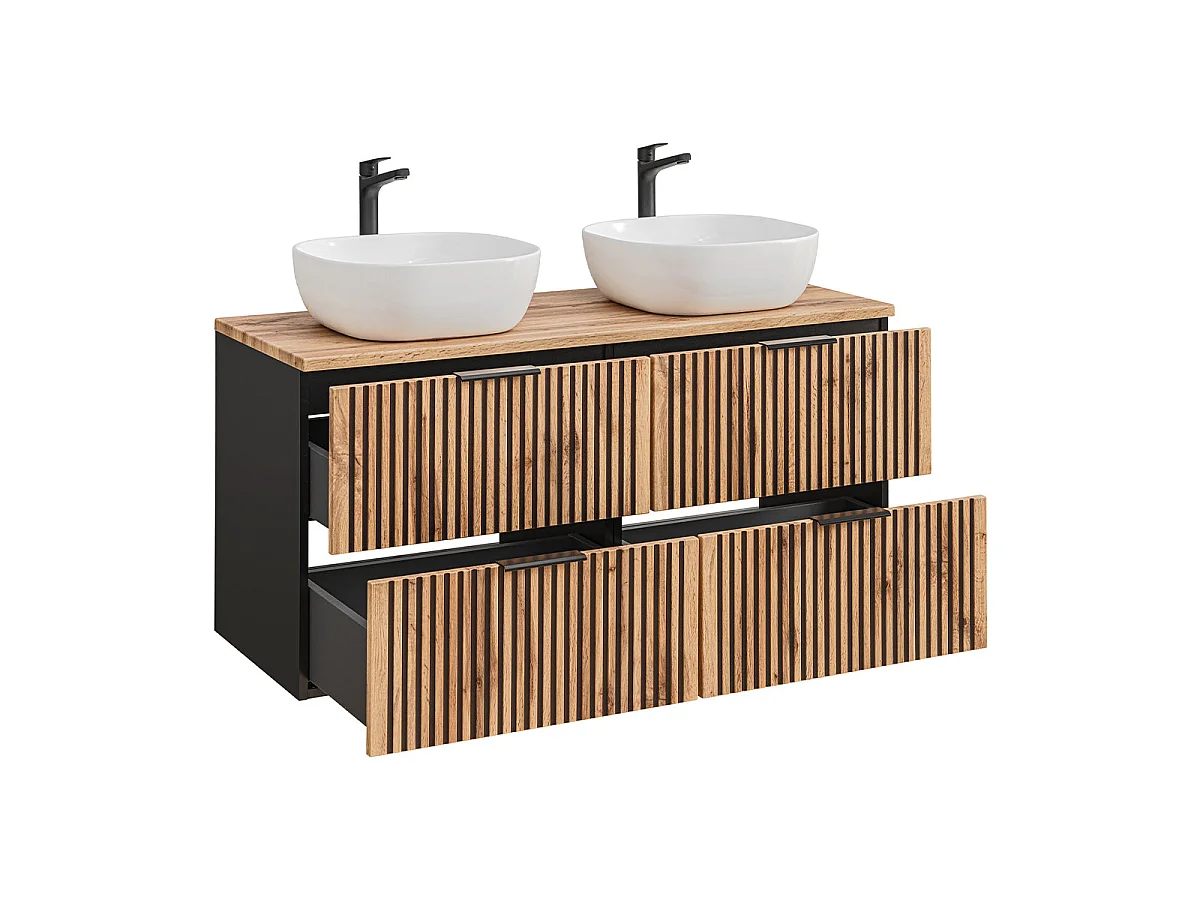 Ensemble meuble double vasque 120cm et colonne Gaia Bois