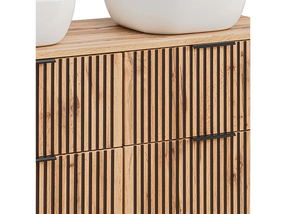 Ensemble meuble double vasque 120cm et colonne Gaia Bois