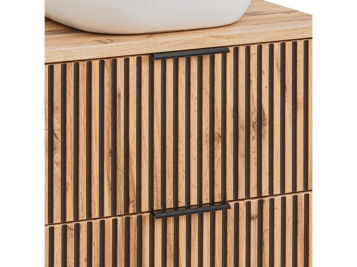 Ensemble meuble simple vasque 60cm et colonne Gaia Bois et Noir