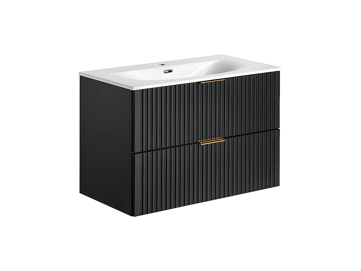 Ensemble meuble simple vasque encastrée 80cm et colonne Adriel Noir