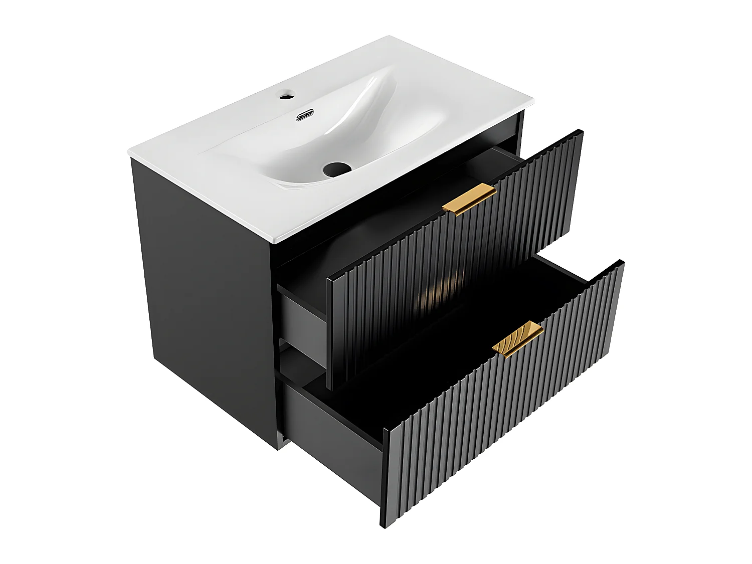 Ensemble meuble simple vasque encastrée 80cm et colonne Adriel Noir